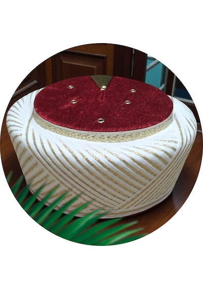 Fabrikam06 Sultan Sarık Bordo Sarık İmam Sarığı İmam Fesi Cami Sarığı Takke Cübbe S113 58 Cm Bordo