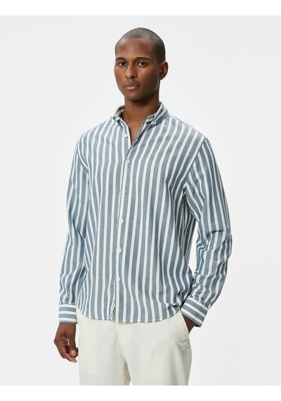 Koton Slim Fit Gömlek Uzun Kollu Klasik Yaka Düğmeli Lacivert Çizgili 4sam60155hw Lacivert Koton Slim Fit Gömlek Uzun Kollu Klasik Yaka Düğmeli Lacivert Çizgili 4sam60155hw Lacivert