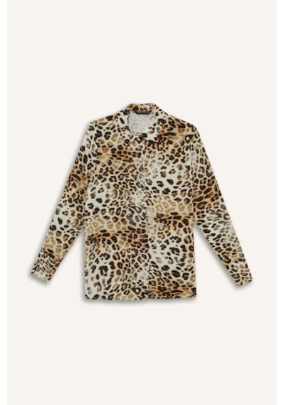 DeFacto Regular Fit Leopar Desenli Uzun Kollu Gömlek I8266AZ25SPBG362