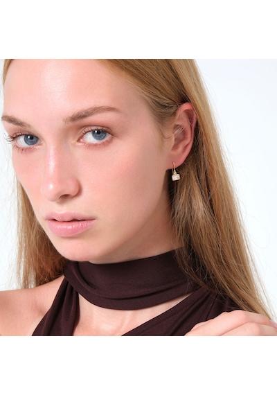Gia Baget Taşlı Sallantılı Altın Küpe 14 Ayar