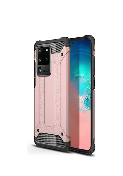 Noktaks - Samsung Galaxy Uyumlu S20 Ultra - Kılıf Çift Katman Zırh Tank Crash Military Kapak - Rose Gold