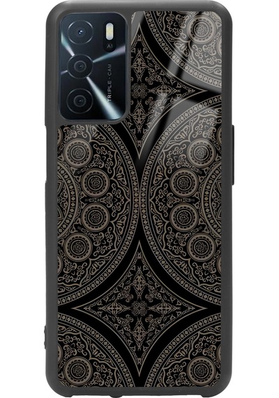 Oppo A16 Osmanlı Motif Tasarımlı Glossy Telefon Kılıfı Siyah