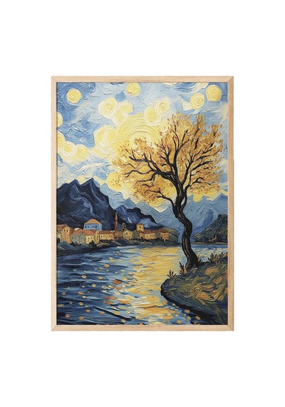 Zestia Ahşap Çerçeveli Tablo, Van Gogh Yıldızlı Gece Köprü Yorumu