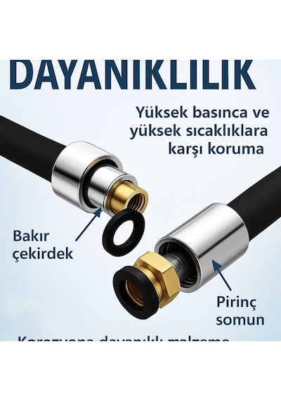 Sardıcı Silikon Siyah Duş Hortumu 150cm Termostatik Silikon Yüzey Siyah
