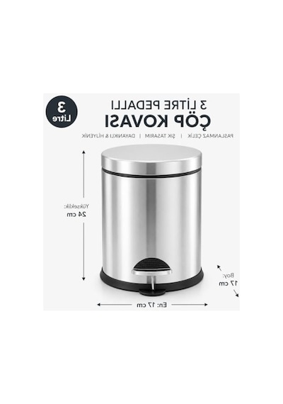 3 Litre Kapasiteli Pedallı Çöp Kovası, Hijyenik Kullanım İçin Çıkarılabilir İç Kovalı 6998