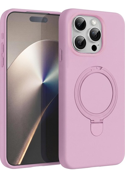Microsonic Apple iPhone Uyumlu 15 Pro Max Kılıf Aura Stant Magsafe Pembe -