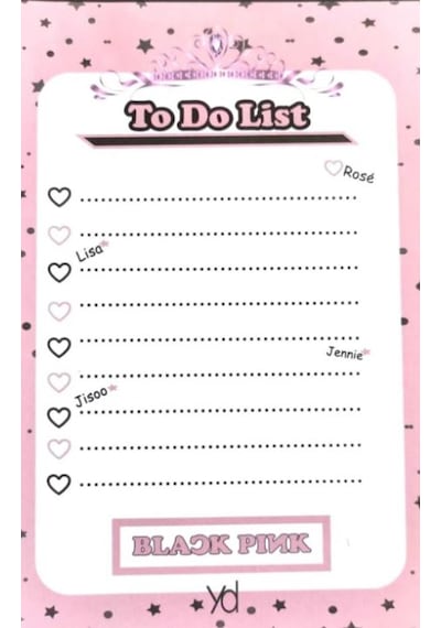 Nyma Yd Blackpink To Do List - A5 15x21 Cm Özel Tasarım Yapılacaklar Listesi Beyaz - Pembe