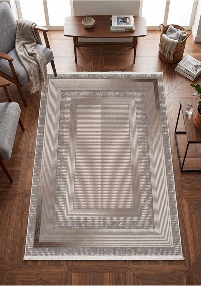 Merinos Vista Krem Kahverengi %100 Akrilik Yumuşak Dokulu Salon Oturma Odası Halısı 79322-80