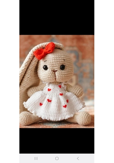 Amigurumi Uzun Kulaklı Tavşan Kırmızı - Beyaz