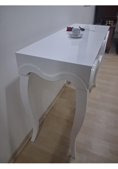 Dresuar Cnc Kabartma 90680 Model Kayın Ağacı Aslan Lükens Ayak Parlak Beyaz