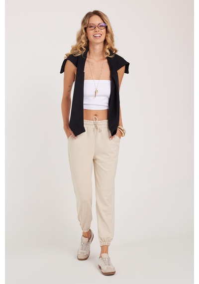 Tudors Kadın Relax Fit Rahat Kesim Modal Kumaş Beli Bağlamalı Lastikli Jogger Taş Eşofman Altı-39590