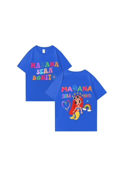 Flood Of Style Sıcak Satış Şarkıcı Karol G Müzik Albümü Manana Sera Bonito T Shirt Erkek Kadın Rahat Gr Mavi