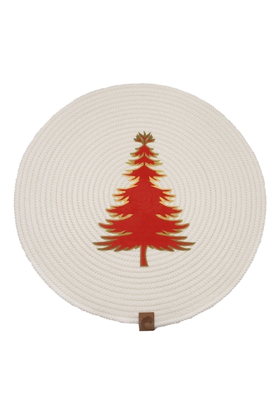 Christmas Yılbaşı Ağaç Temalı Beyaz Amerikan Servis Supla 35cm Beyaz