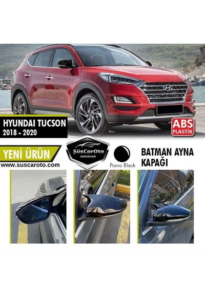 Hyundai Tucson 2018-2020 Uyumlu Batman Yarasa Ayna Kapağı Piano Black ABS Plastik (00) (ŞüsCarOto Aksesuar)