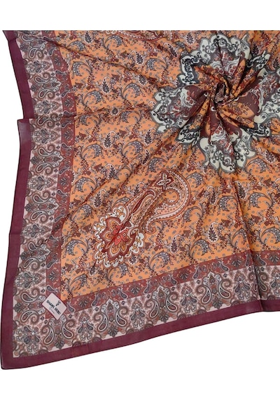 Mim Eşarp Prime Pamuk Etnik Desenli Eşarp 90x90 Cm Koyu Bordo