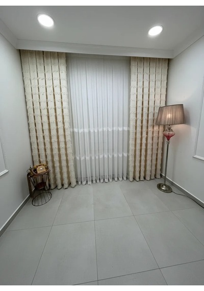 Nivemeshome Arven Ekru 1/3 Pileli Fon Perde Apm 90x270