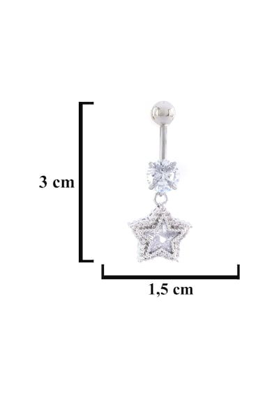 Ferizz 316l Çelik Yıldız Model Zirkon Taşlı Piercing Prc-224 Beyaz