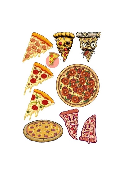 Pizza Sticker Set 10 Parça Telefon, Tablet, Defter, Laptop Sticker