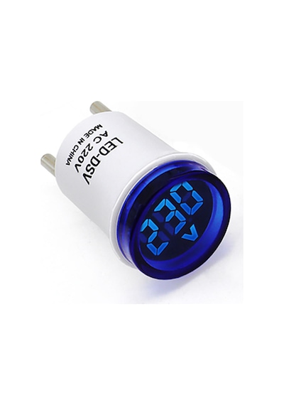 Ac 220v Voltmetre Yuvarlak Mavi Eu Plug Prize Takılabilir Fiş Gerilim Şebeke Test Led Voltaj Göster