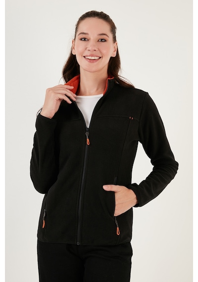 Lela Slim Fit Anti-Pilling Tüylenme Yapmayan Fermuarlı Cepli  Hırka Bayan Polar 5907002 Siyah