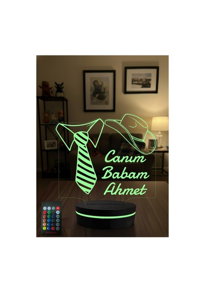 Kişiye Özel İsimli Canım Babam Tasarımlı 16 Renkli 3d Gece Lambası - Babalar Günü Hediyesi