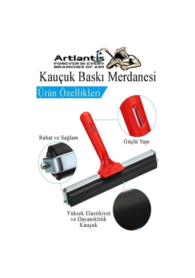 Kauçuk Baskı Merdanesi 10 Cm Metal 1 Adet Plastik Linol Merdanesi Silindir Rulo Merdane Vinil Baskı Yapıştırma