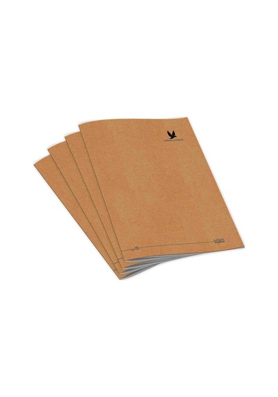 Wings Journal 4'lü Kareli Tel Dikişli Defter Seti Kraft Kapak, Hafif Holme Kağıt, A5 Toplam 384 Sayfa Genel