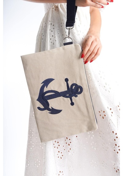 Mubiano Summer Kadın Bej Duck Keten Kumaş Çapa Clutch & Portföy Çanta - Msly0109-bj Bej