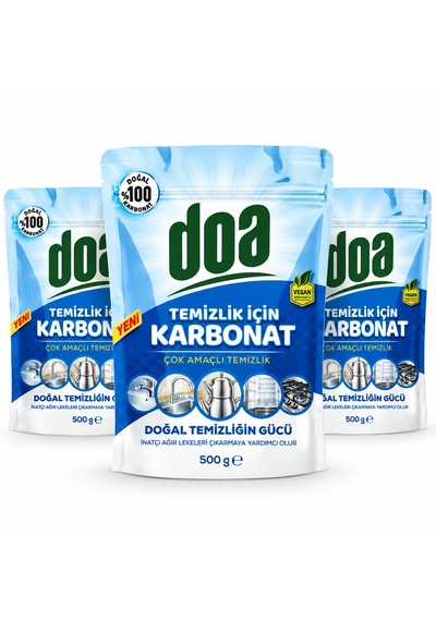 Doa Temizlik İçin Karbonat 1500 Gr Çok Amaçlı Temizlik Karbonatı Ev, Mutfak, Banyo Ve Yüzey Temizliği 3'lü Set