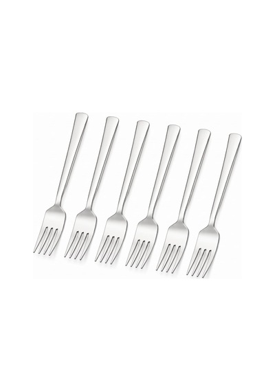 Kahvaltı Ve Tatlı Çatalı, 6'li Paslanmaz Çelik Küçük Çatal Seti, Gümüş Metal 15 Cm, 6 Adet