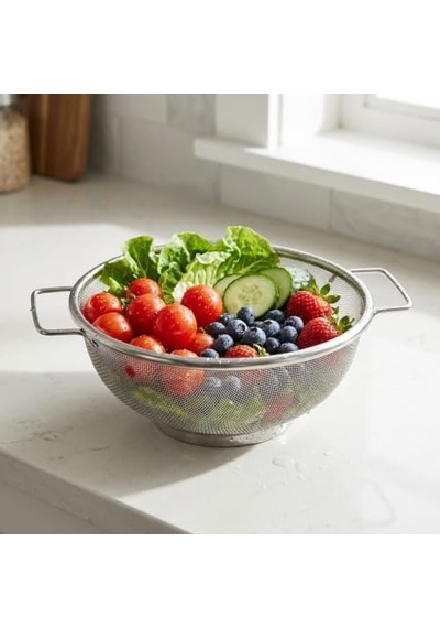 Ayrex Deconox Paslanmaz Çelik Çift Kulplu Sepet Süzgeç 22cm 10cm, Salata Süzgeci Meyve Süzgeci, Makarna Süzgeci, Diğer