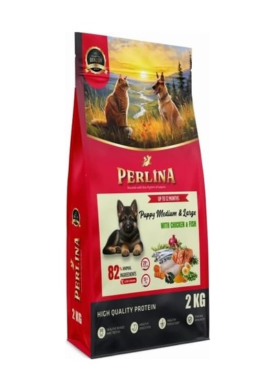 Perlina Orta Ve Büyük Irk Yavru Köpek Maması, Tavuk Ve Balık, 2 Kg