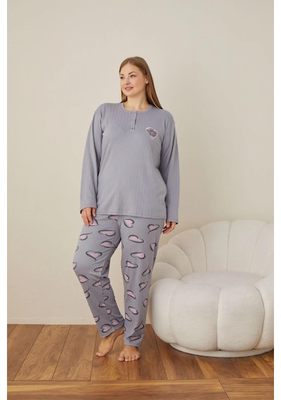 Boyraz Lindros Kadın Pamuklu Düğme Yaka Raporlu İnterlok Battal Pijama Takımı 05102 - 1 Adet Gri Boyraz Lindros Kadın Pamuklu Düğme Yaka Raporlu İnterlok Battal Pijama Takımı 05102 - 1 Adet Gri