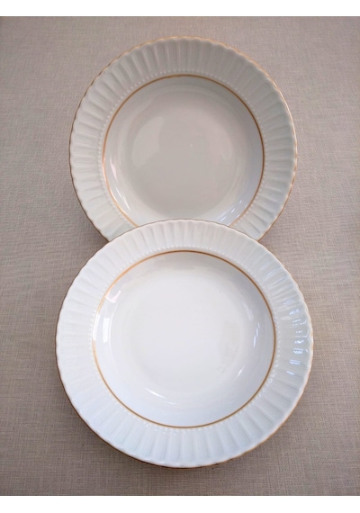 Kütahya Porselen 12 Adet Çukur Tabak 22 CM Yaldızlı Gold