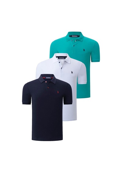Üçlü Set T8561 Dewberry Erkek T-shırt-lacivert-beyaz-açık Yeşil