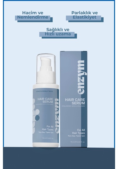 Enzym Cosmetics Saç Bakım Kompleksi Hyaluronik Asit Ve Kolajen Saç Serum 75 Ml Onarıcı, Nemlendirici