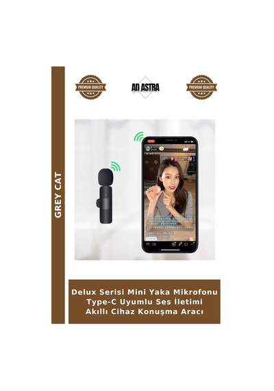 Delux Serisi Mini Yaka Mikrofonu Type-c Uyumlu Ses İletimi Akıllı Cihaz Konuşma Aracı