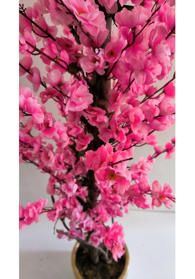 Rüzgar Yapay Çiçekçilik 30x30 Krem Gold Saksıda Bahardalı Ağacı Pembe