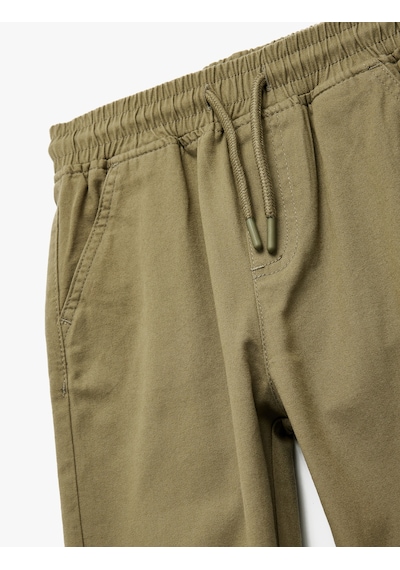 Koton Pamuklu Beli Bağcıklı Cepli Jogger Gabardin Pantolon Yeşil 6skb40018tw Yeşil