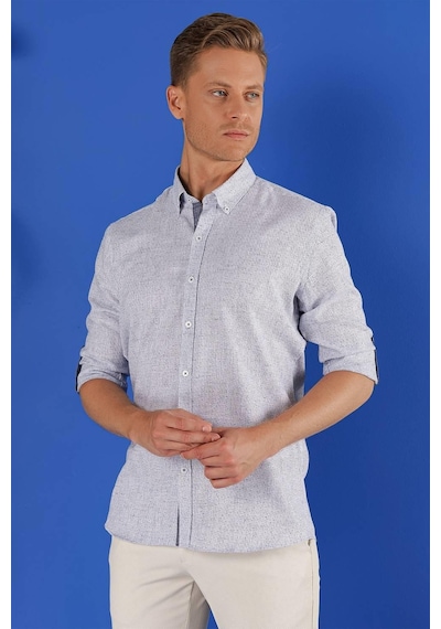 Efor G 1555 Slim Fit Koyu Mavi Klasik Gömlek Mavi