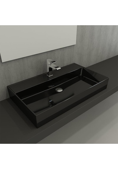 Bocchi Milano Tezgah Üstü Lavabo 80 CM Parlak Siyah 1377-005-0126