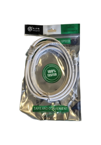 Cat6 Ethernet Kablosu 3 Metre Utp Rj45 Patch İnternet Bilgisayar Modem Bağlantı Kablosu Beyaz