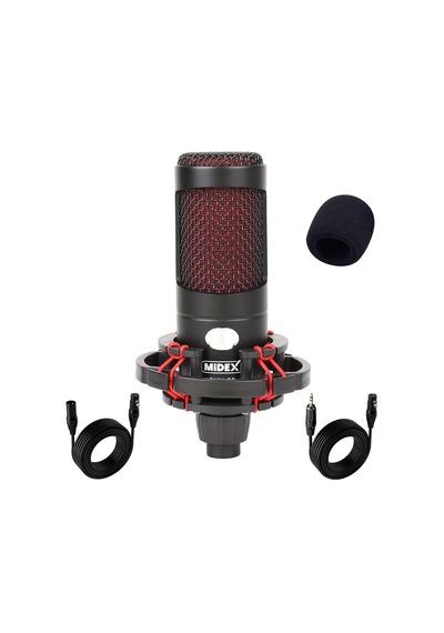 Midex CXN - 30 Paket - 4 Stüdyo Ses Kartlı Condenser Mikrofon Stand Seti