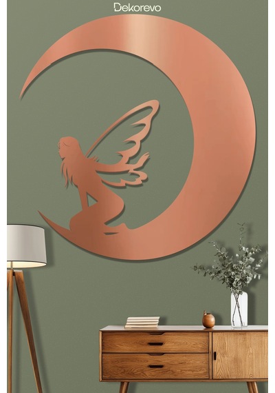 Aydaki Peri Metal Duvar Tablosu - Metal Duvar Sanatı - Bronz - 75 X 75 Cm