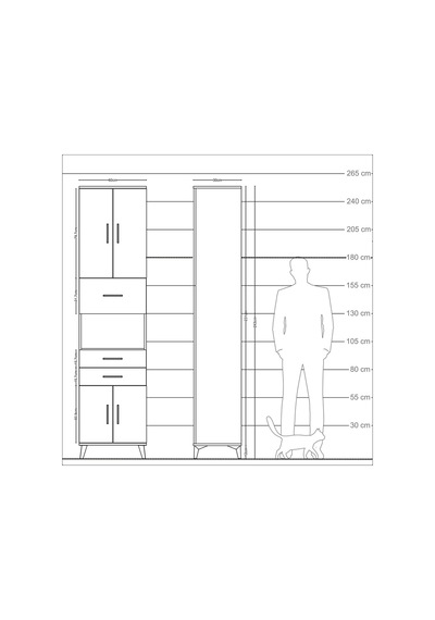 Arges Dolap 3 Raflı 3 Çekmeceli 4 Kapaklı 60x30x243 Çam-antrasit Atlas Çam