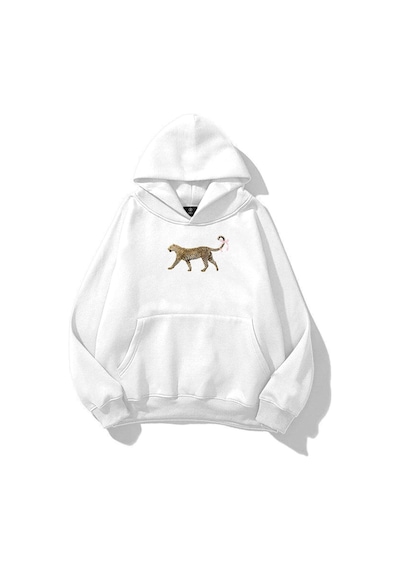 Tarzsokak Kadın Leopar Kuyruk Kurdele Sweatshirt Beyaz