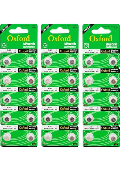 Oxford AG1 LR621 364A Düğme Pil 3 x 10'lu