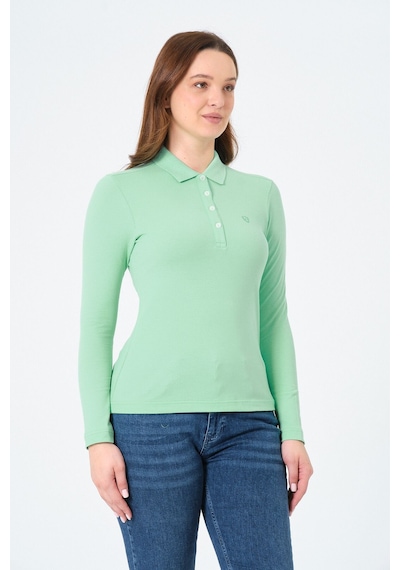 Msw Kadın Uzun Kollu Regular Fit Polo Yaka T-shirt Mint