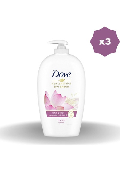 Dove Sıvı Sabun Lotus Ve Pirinç 450 ML 3 Adet