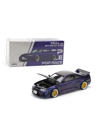 Pop Race 1/64 Nissan Skyline Gt-r R33 Nisom Midnight Purple Limited Edition 256
